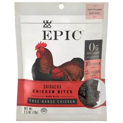 EPIC Sriracha Chicken Bites, Keto and Paleo Friendly, Gluten Free, 10g Protein, 2.5 oz