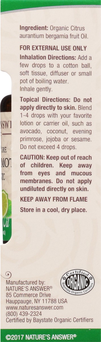 slide 7 of 9, Nature's Answer 100% Pure Organic Bergamot Essential Oil 0.5 fl oz, 0.50 fl oz