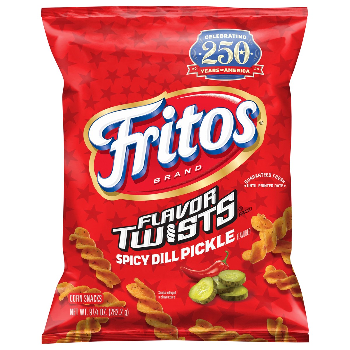 slide 1 of 9, FRITOS TWISTS SPICY DILL PICKLE, 9.25 oz