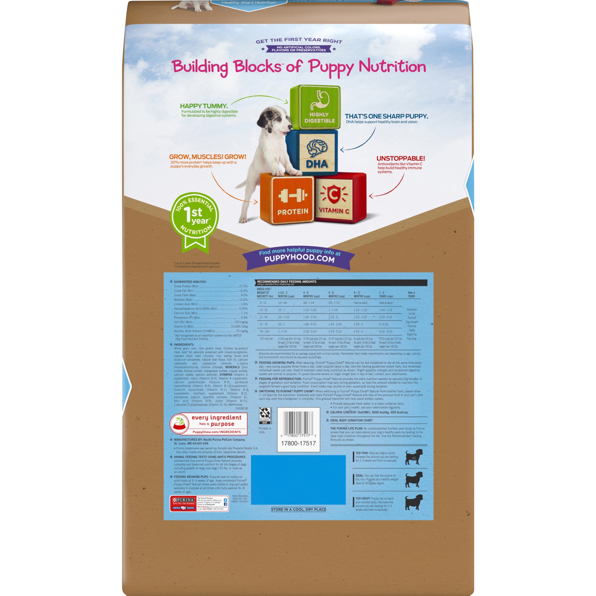 slide 6 of 9, Purina Puppy Chow Natural High Protein Dry Puppy Food, With Real Chicken & Beef, 15.5 lb