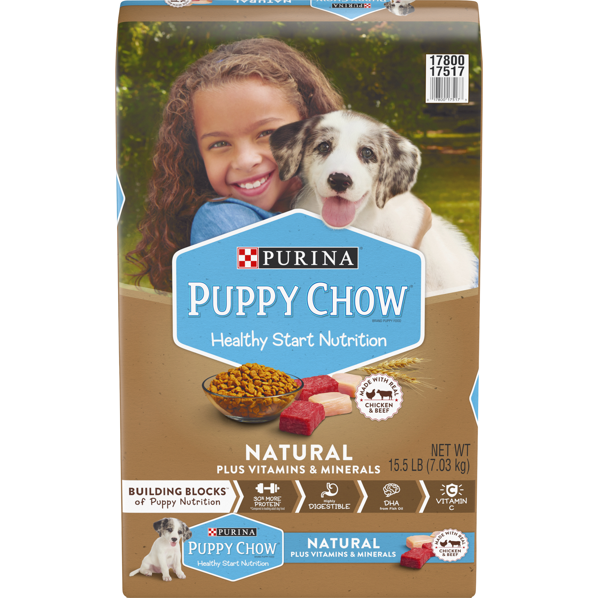 slide 1 of 9, Purina Puppy Chow Natural High Protein Dry Puppy Food, With Real Chicken & Beef, 15.5 lb