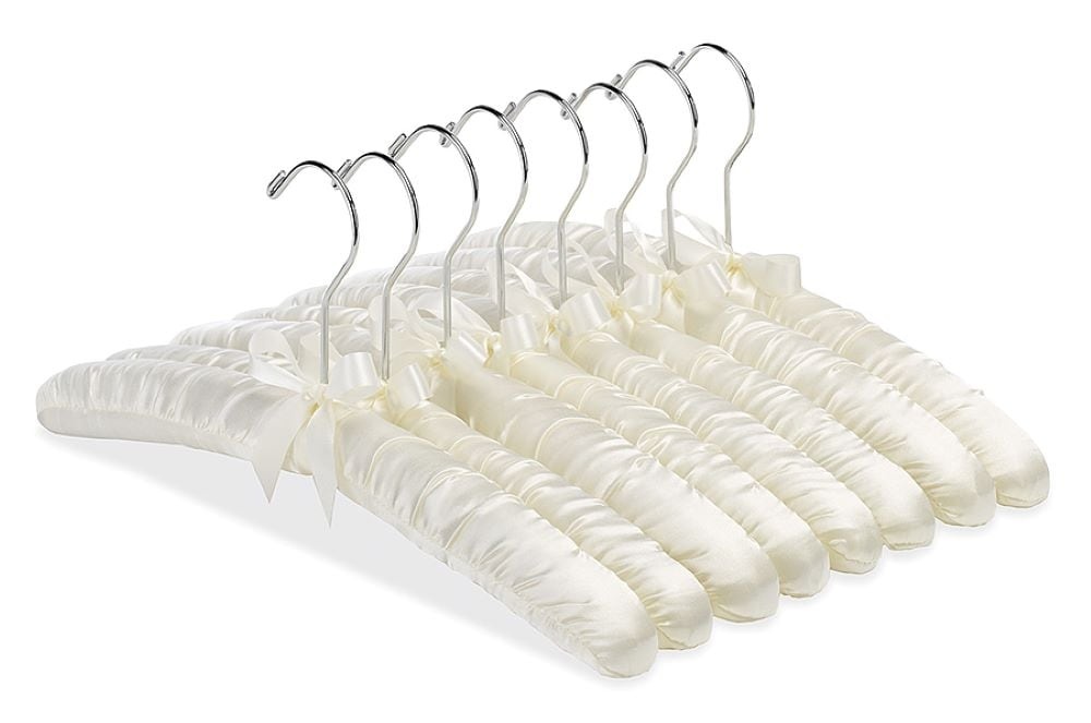 slide 1 of 1, Whitmor Set Of 8 Satin Padded Hangers - White, 1 ct