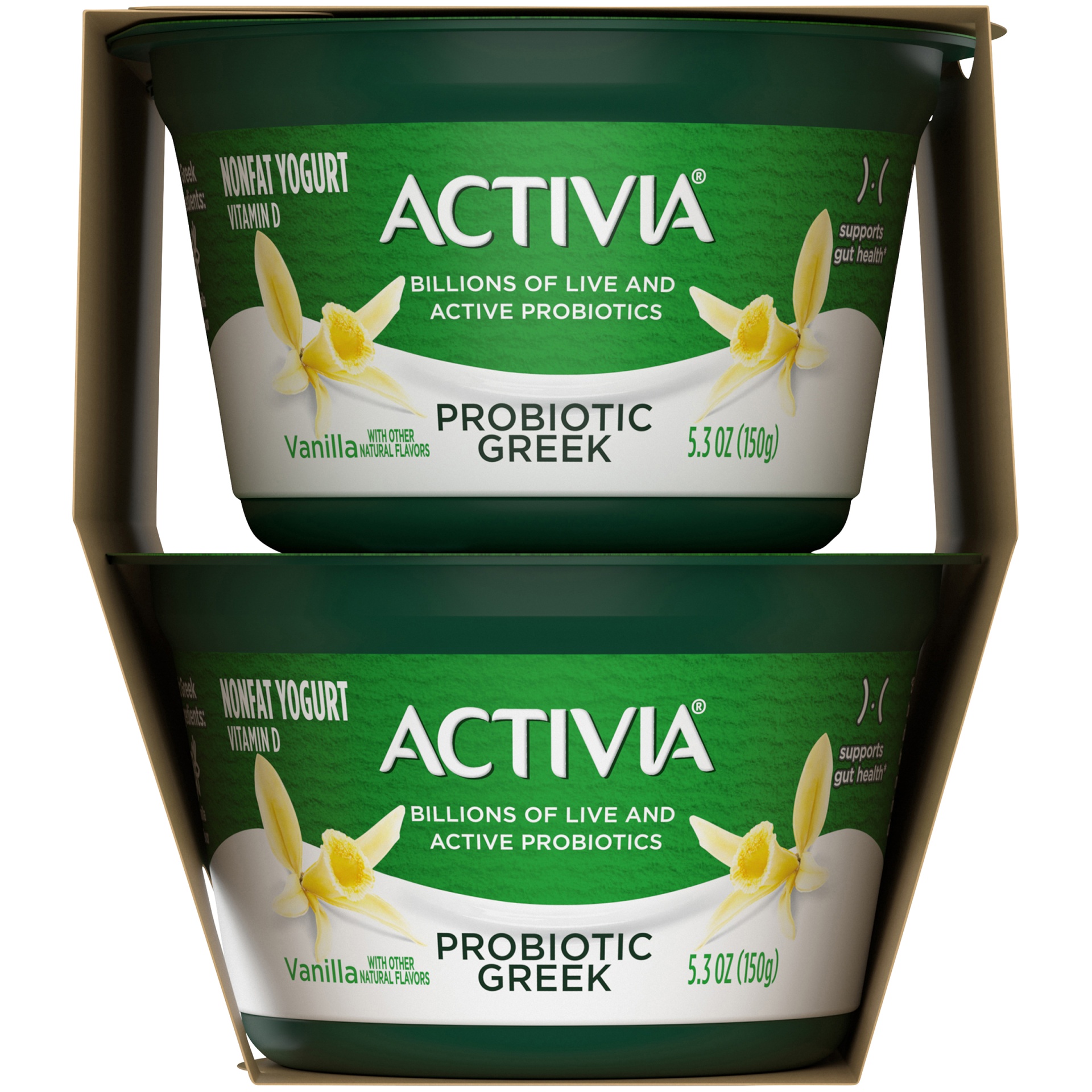 slide 3 of 7, Activia Nonfat Probiotic Vanilla Greek Yogurt Cups, 5.3 oz