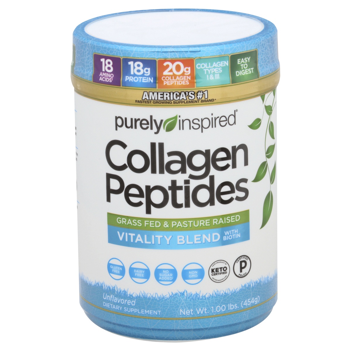 slide 1 of 1, Purely Inspired Unflavored Collagen Peptides, 1 lb