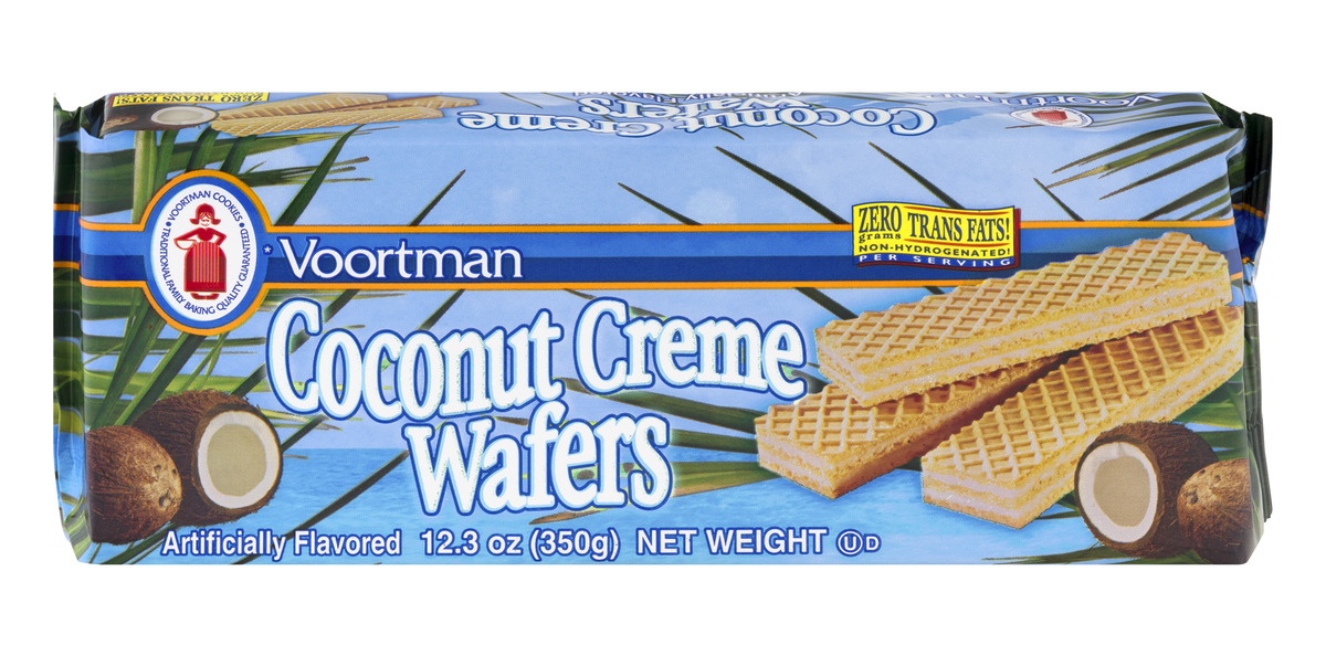 slide 1 of 1, Voortman Bakery Coconut Creme Wafers, 12.3 oz