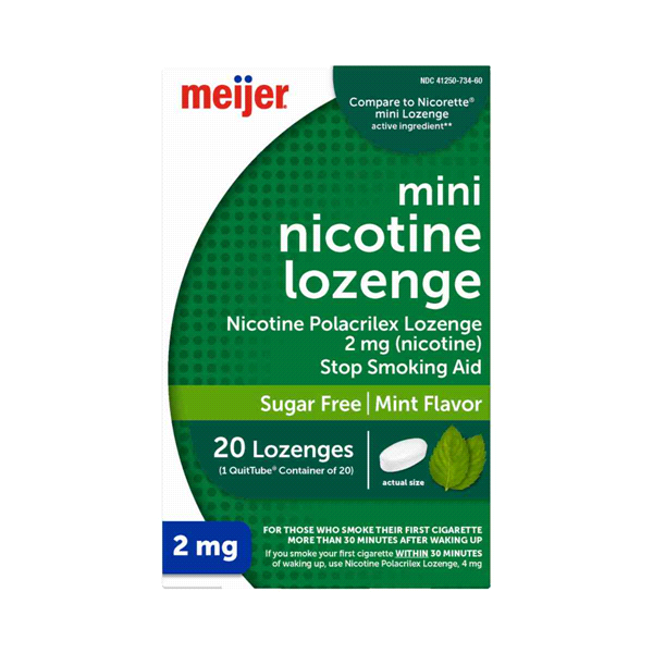 slide 1 of 29, Meijer Mini Nicotine Polacrilex Lozenge (nicotine), 2 mg, 20 ct