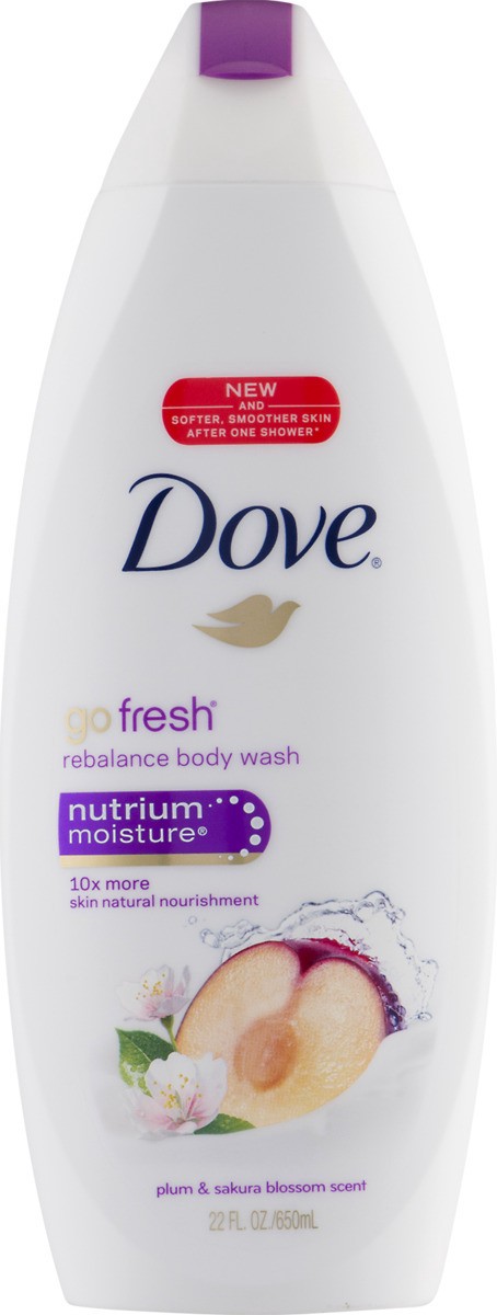 slide 3 of 9, Dove Body Wash, Rebalance, Plum & Sakura Blossom Scent, 24 oz