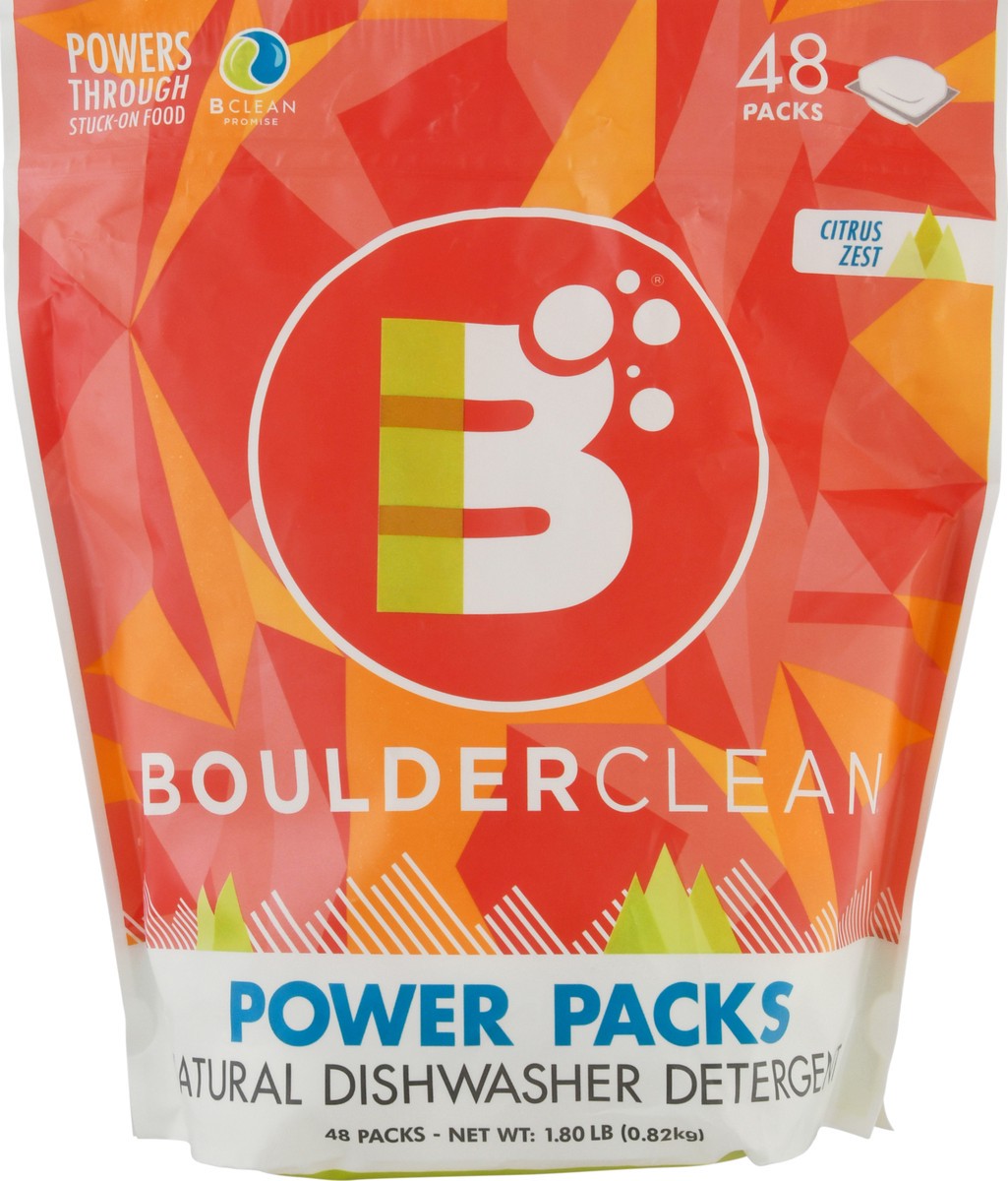 slide 6 of 12, Boulder Clean Power Packs Natural Citrus Zest Dishwasher Detergent 48 48 ea Bag, 48 ct