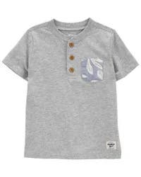 Oshkosh Toddler Henley Pocket Tee Grey 3T