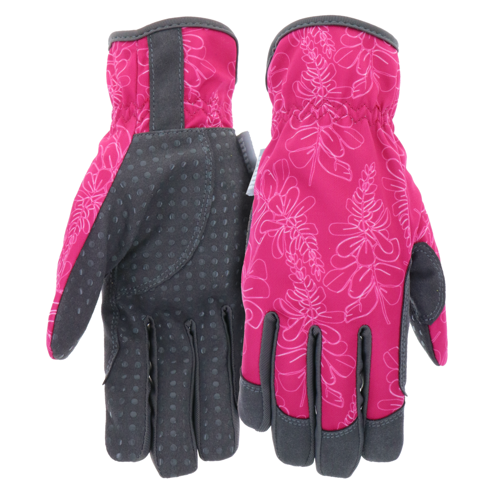 slide 1 of 1, Mud Hidex Dot Grip Gloves - Floral Magenta, 1 ct