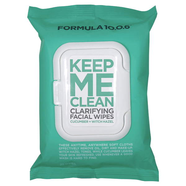 slide 1 of 2, Formula 10.0.6 Keep Me Clean Clarifying Facial Wipes, Cucumber + Witch Hazel, 25 ct