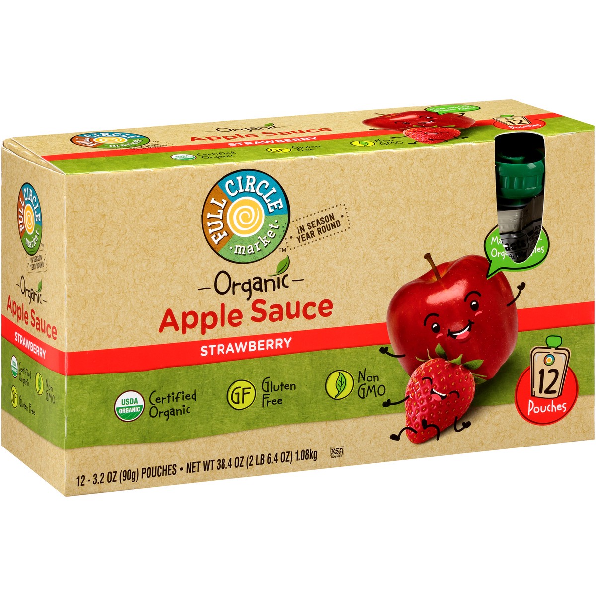 slide 14 of 15, Full Circle Market Strawberry Apple Sauce, 38.4 oz