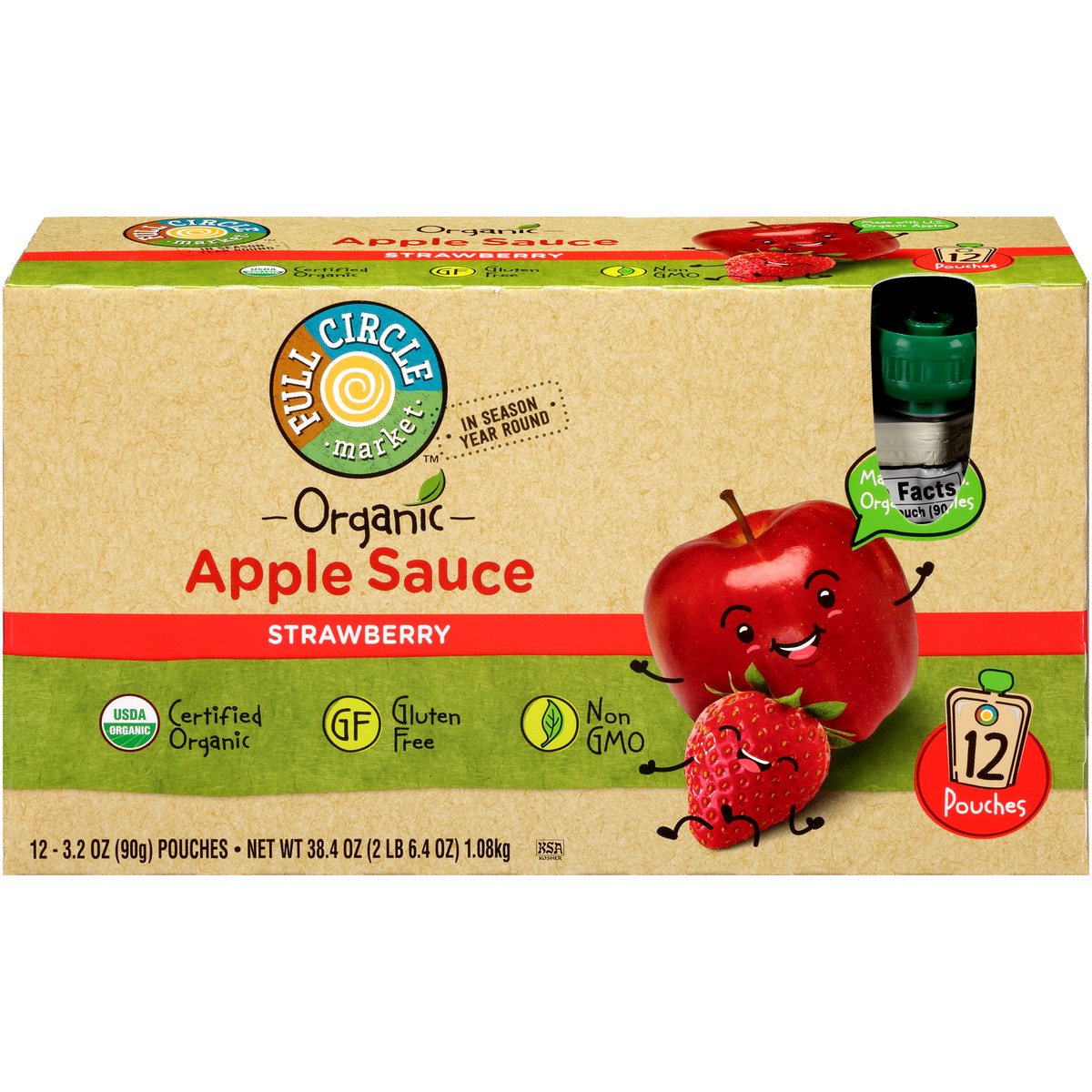 slide 1 of 15, Full Circle Market Strawberry Apple Sauce, 38.4 oz