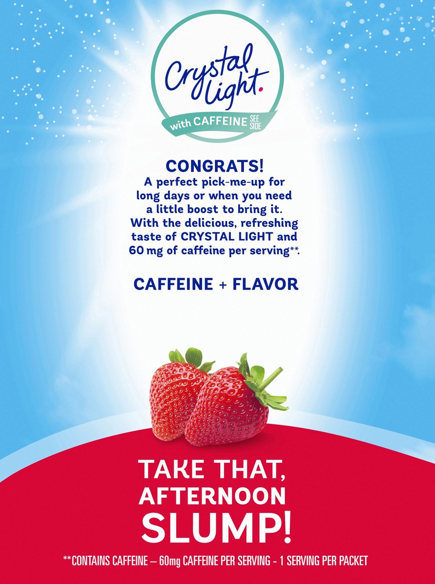 slide 8 of 9, Crystal Light Wild Strawberry Artificially Flavored Powdered Drink Mix with Caffeine, 30 ct On-the-Go-Packets, 30 ct