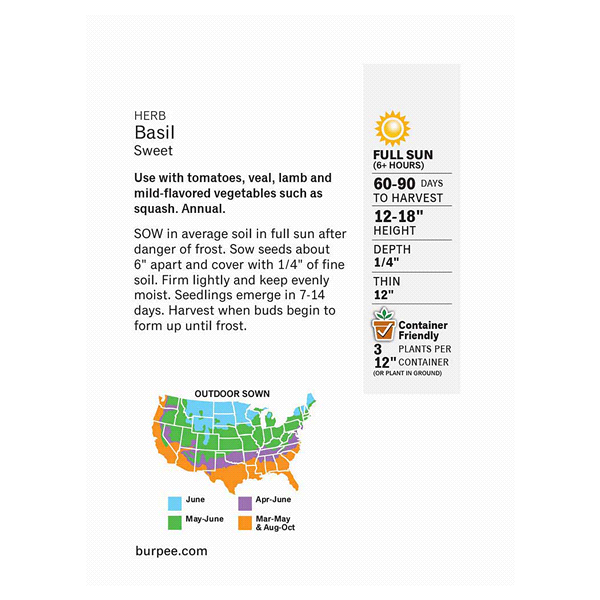 slide 2 of 5, Burpee Sweet Basil Seeds, 1 ct