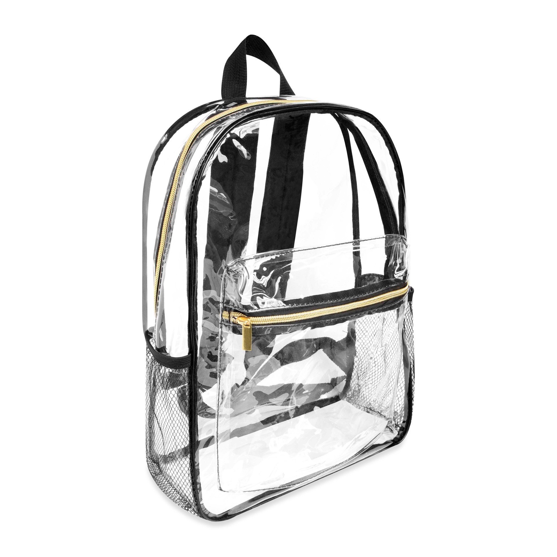 slide 3 of 3, Black Lined Clear Backpack By Make Market, 11 in x 4 in x 15 in