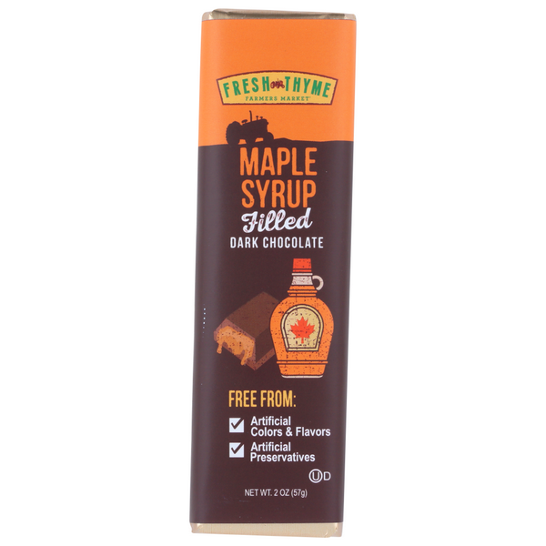 slide 1 of 1, Fresh Thyme Maple Syrup Filled Drk Chocolate Bar, 2 oz