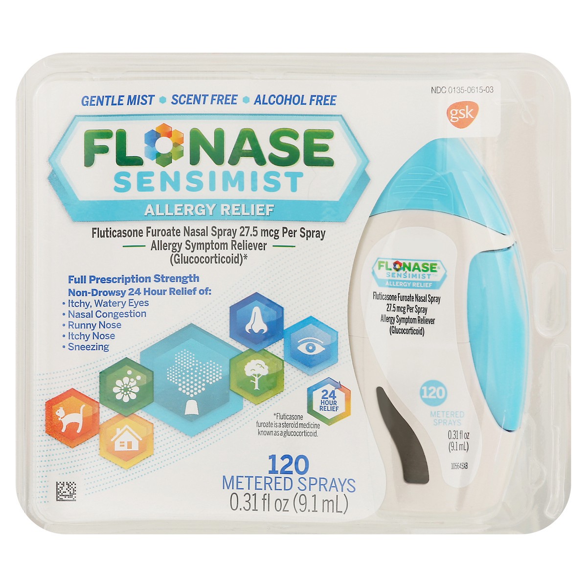 slide 1 of 1, Flonase Sensimist Full Prescription Strength Allergy Relief Nasal Spray 120 Metered Sprays 0.31 fl oz, 120 ct; 0.54 oz