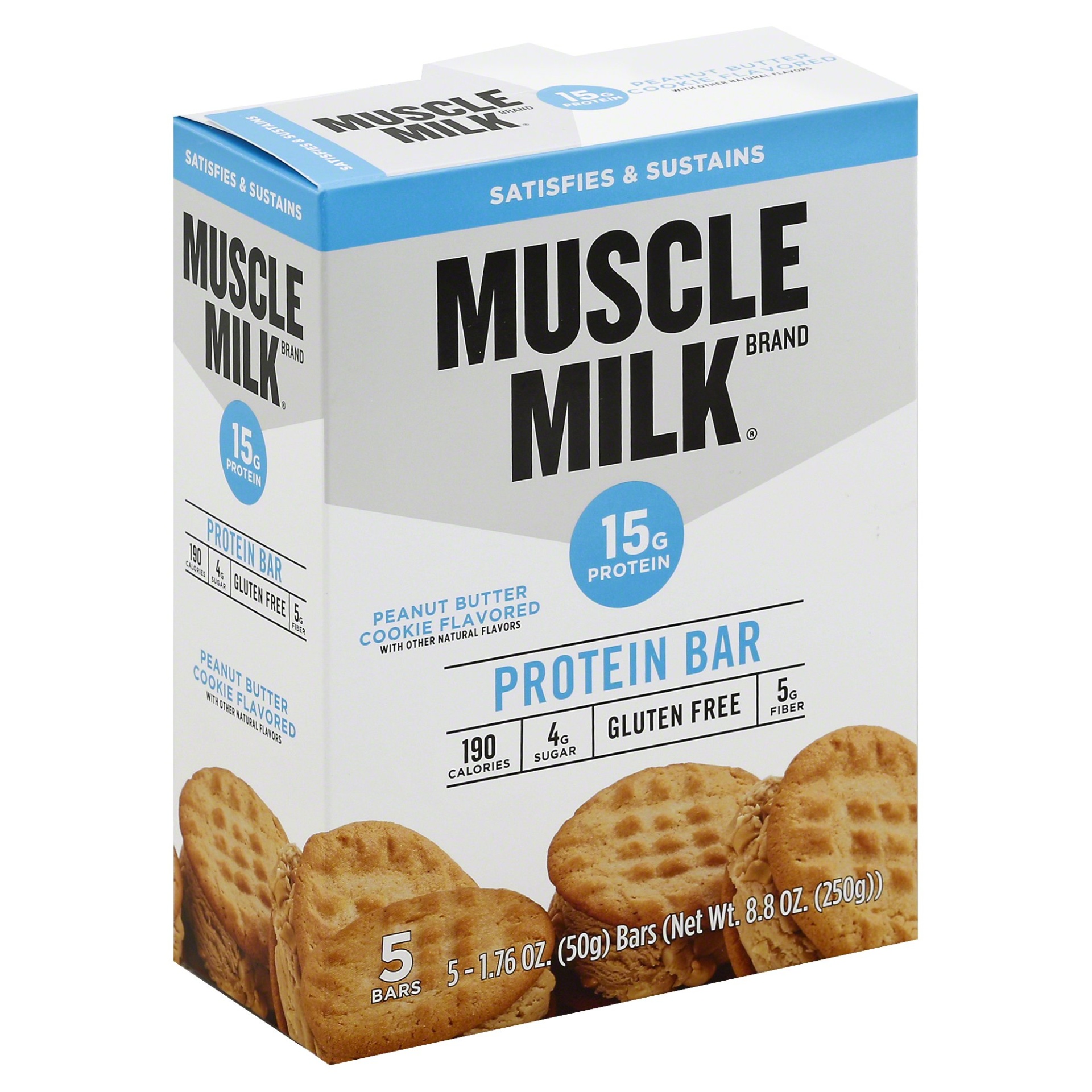 slide 1 of 1, Muscle Milk Peanut Butter Cookie Flavored Protein Bars, 5 ct; 1.76 oz