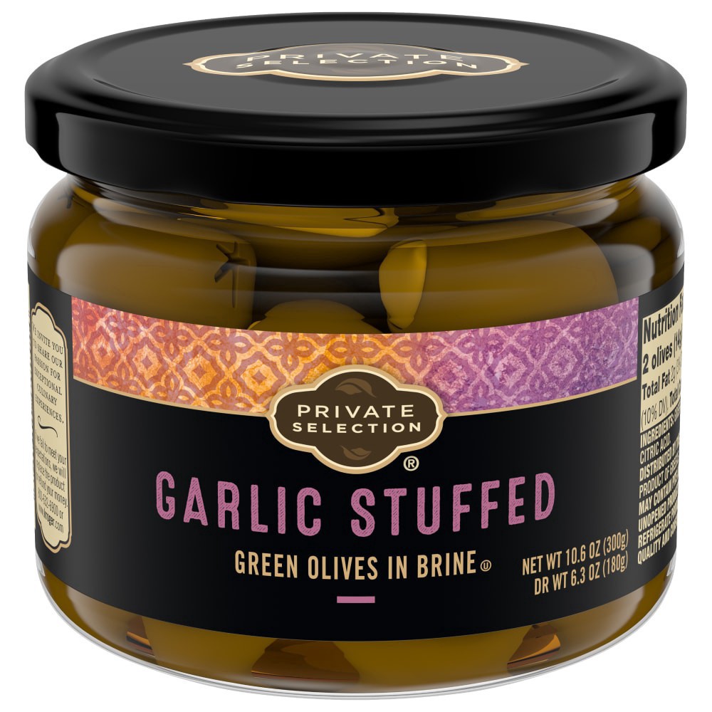 slide 3 of 4, Private Selection Garlic Stuffed Green Olives, 10.6 oz