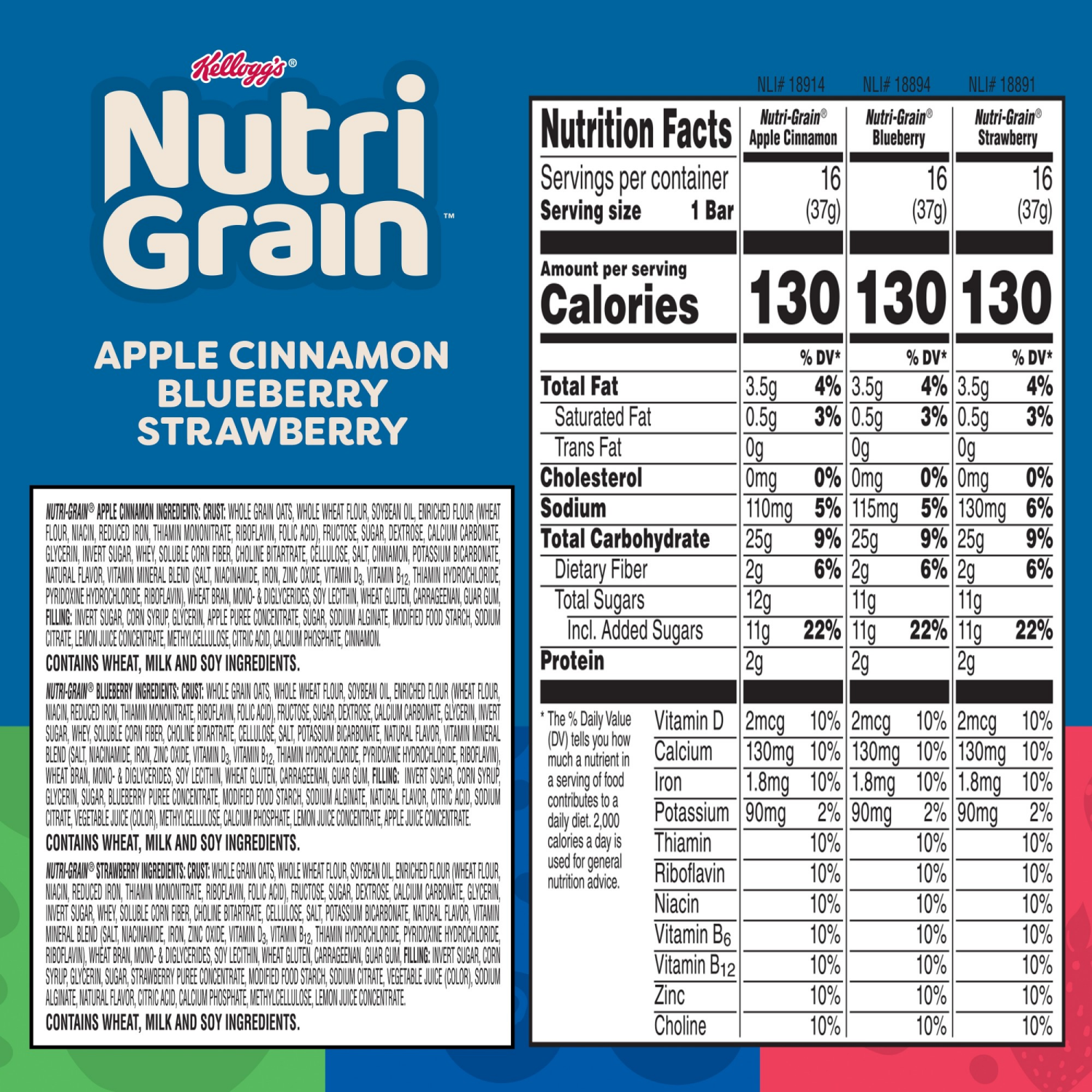 slide 6 of 8, Nutrigrain Nutri-Grain Variety Pack Soft Baked Breakfast Bars, 48 ct