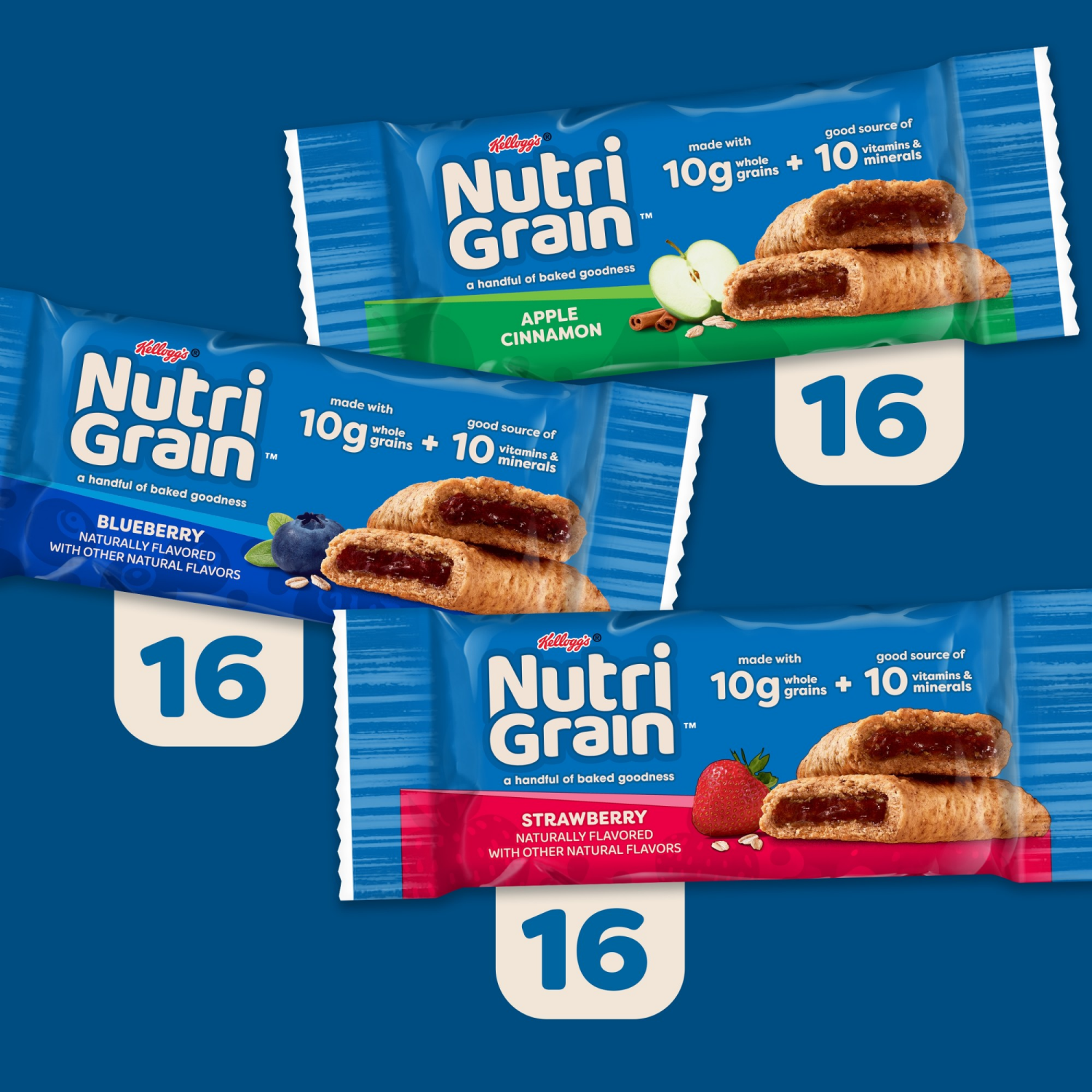 slide 7 of 8, Nutrigrain Nutri-Grain Variety Pack Soft Baked Breakfast Bars, 48 ct