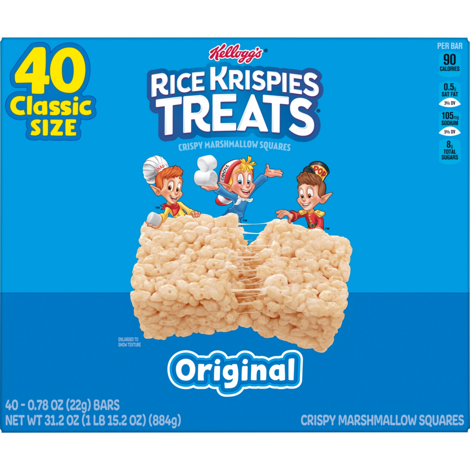 slide 4 of 8, Rice Krispies Treats Crispy Marshmallow Squares Original, 40 ct