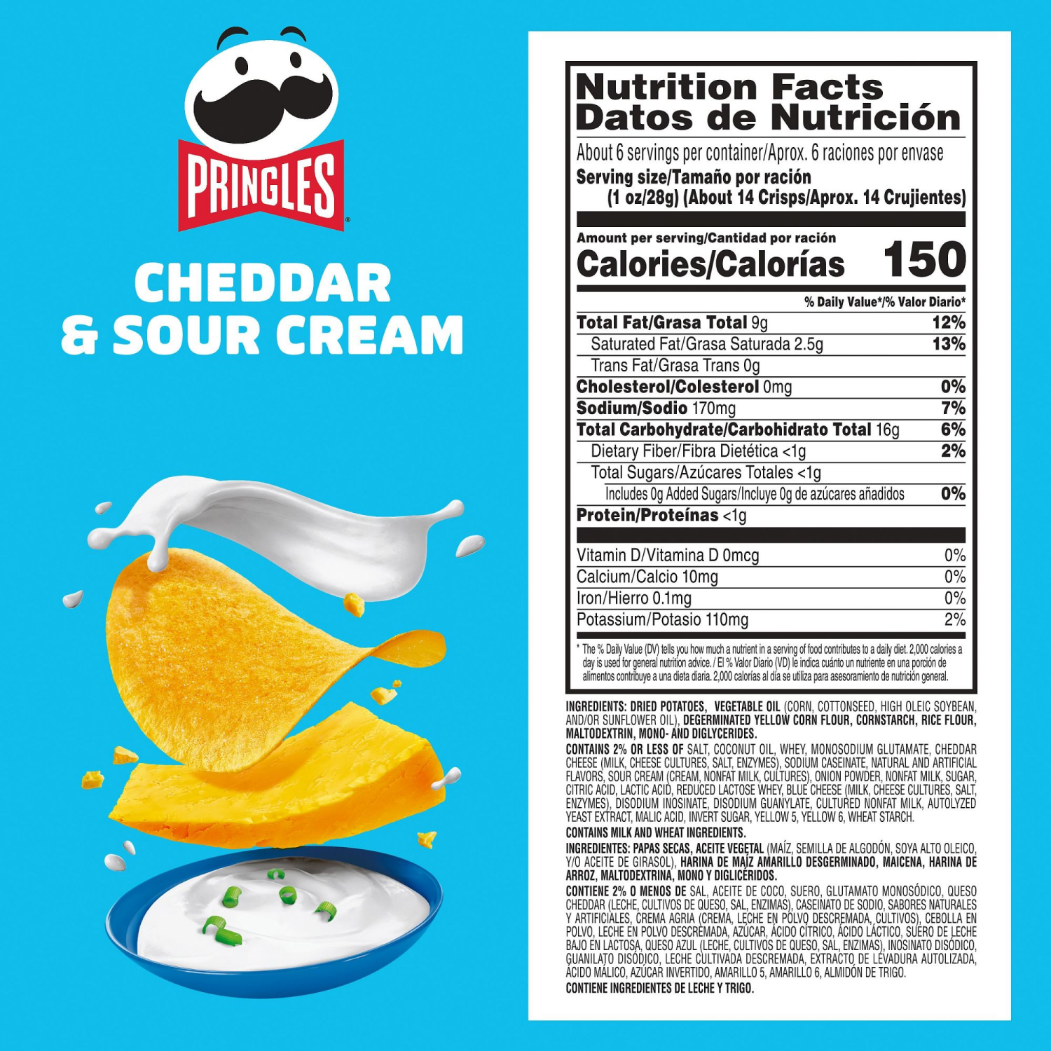 slide 6 of 8, Pringles Cheddar & Sour Cream Potato Crisps 5.5 oz, 5.5 oz