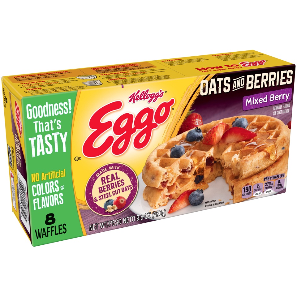 slide 2 of 6, Eggo Oats And Berries Mixed Berry Waffles, 9.8 oz