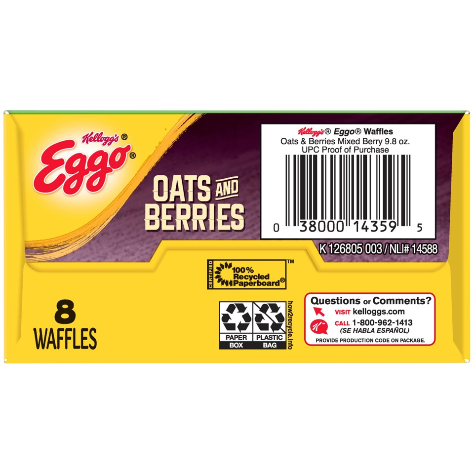 slide 3 of 6, Eggo Oats And Berries Mixed Berry Waffles, 9.8 oz