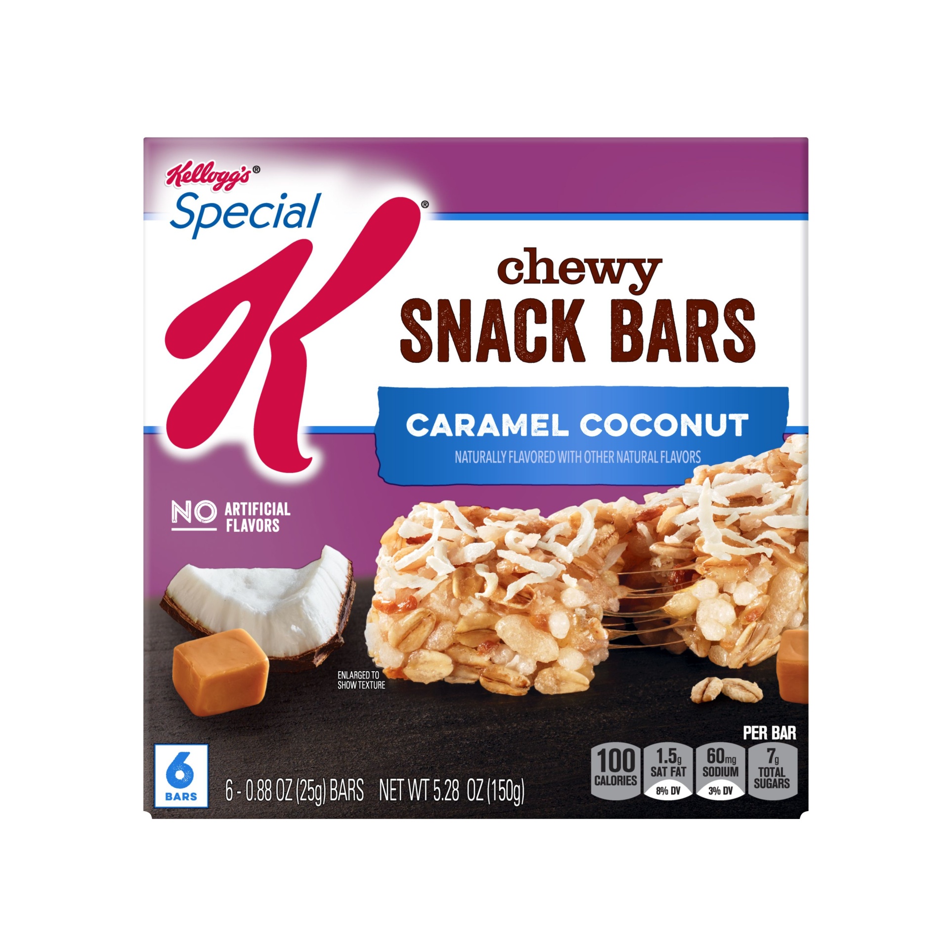 slide 2 of 7, Special K Caramel Coconut Chewy Snack Bars, 6 ct; 0.88 oz