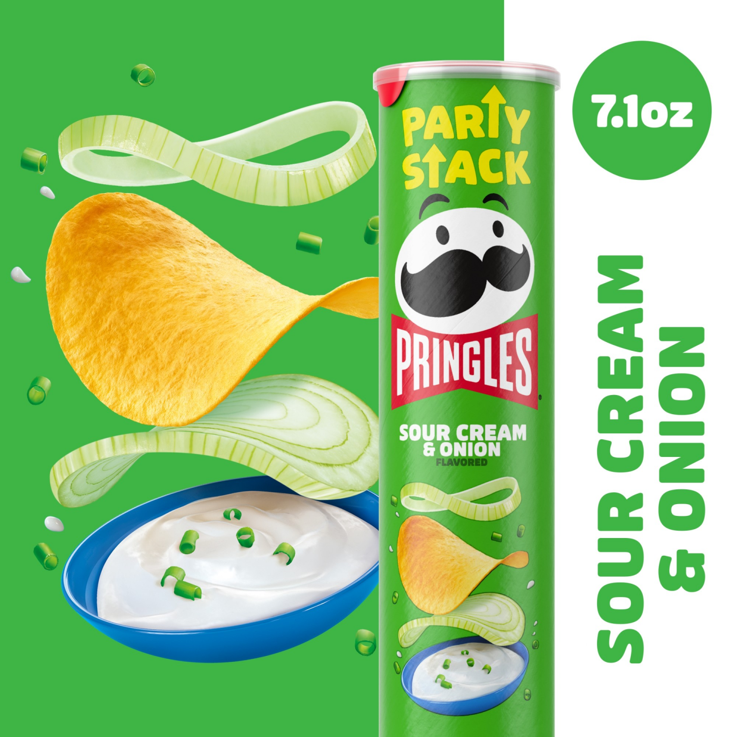 slide 4 of 8, Pringles Party Stack Sour Cream & Onion Flavored Potato Crisps 7.1 oz, 7.1 oz