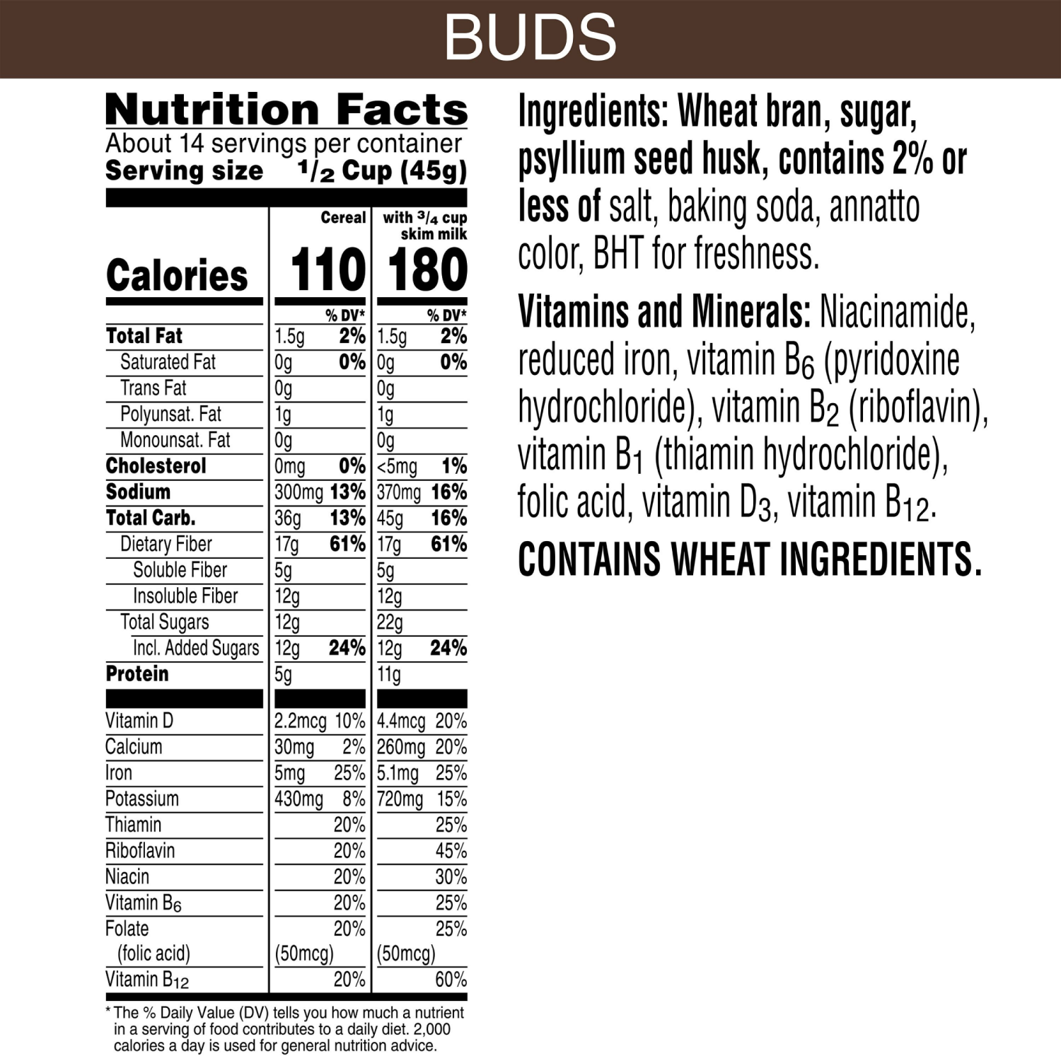 slide 2 of 5, All-Bran Kellogg's All-Bran Buds Cold Breakfast Cereal Original, 22 oz, 22 oz
