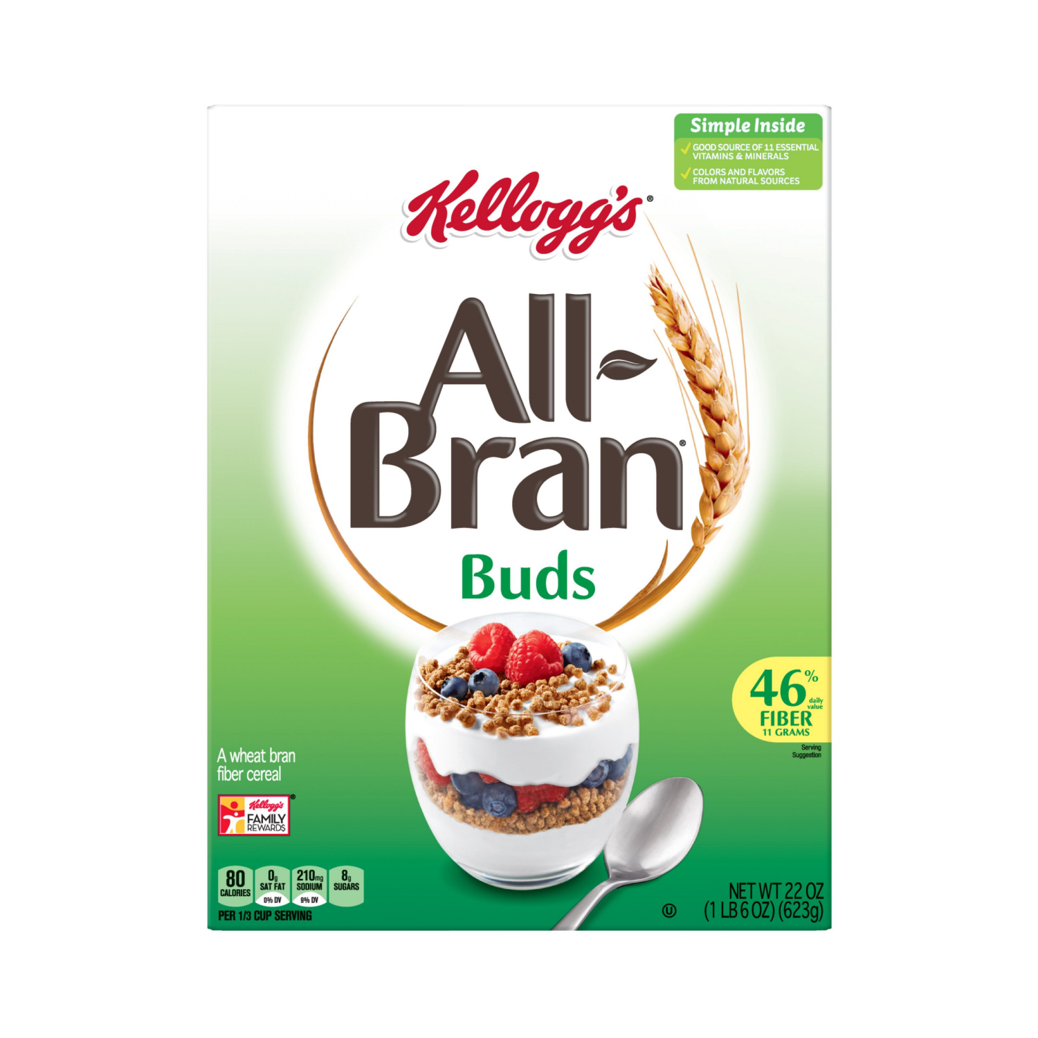 slide 4 of 5, All-Bran Kellogg's All-Bran Buds Cold Breakfast Cereal Original, 22 oz, 22 oz