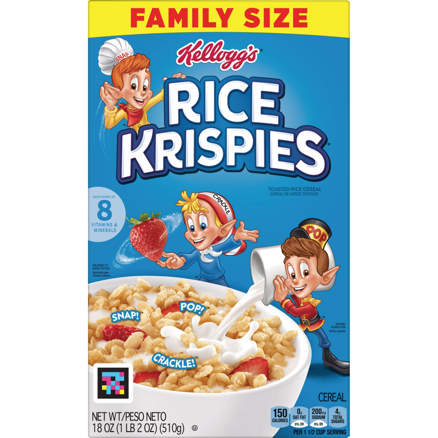 slide 2 of 8, Rice Krispies Kellogg's Rice Krispies Breakfast Cereal Original, Kids Snacks, 18 oz, 18 oz