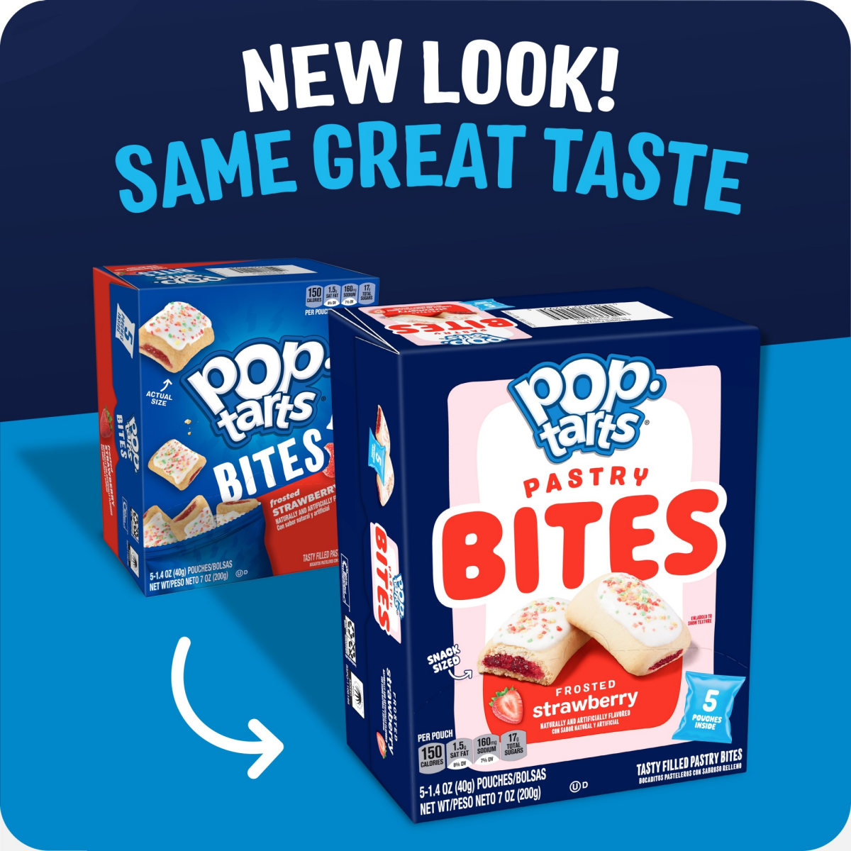 slide 4 of 8, Pop-Tarts Baked Pastry Bites, Kids Snacks, School Lunch, Frosted Strawberry, 7oz Box, 5 Pouches, 7 oz
