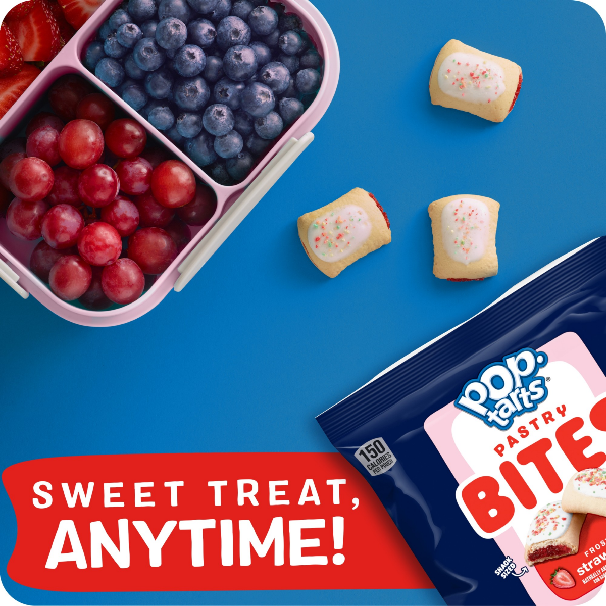 slide 3 of 8, Pop-Tarts Baked Pastry Bites, Kids Snacks, School Lunch, Frosted Strawberry, 7oz Box, 5 Pouches, 7 oz