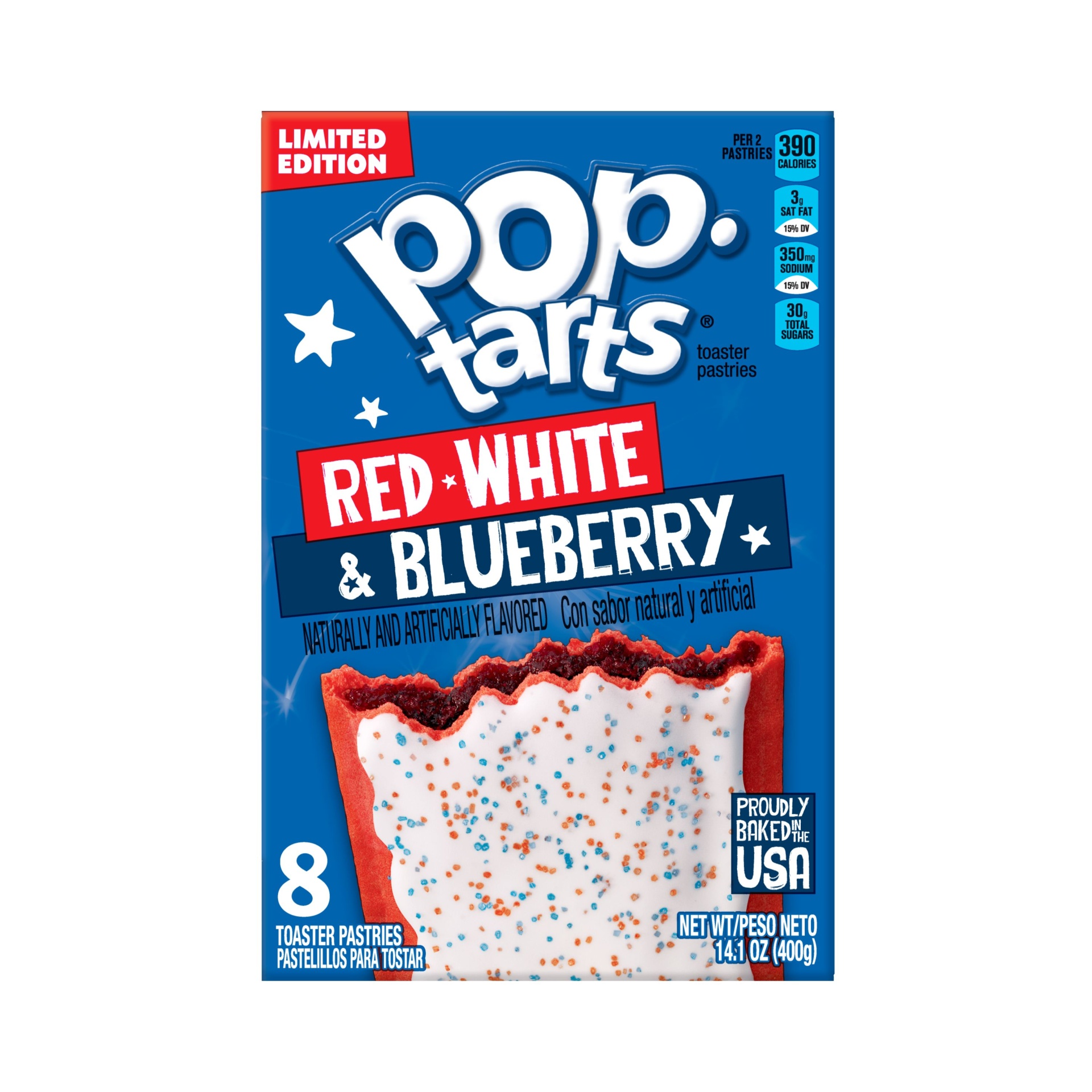 slide 3 of 7, Pop-Tarts Red White & Blueberry Toaster Pastries, 8 ct; 14.1 oz