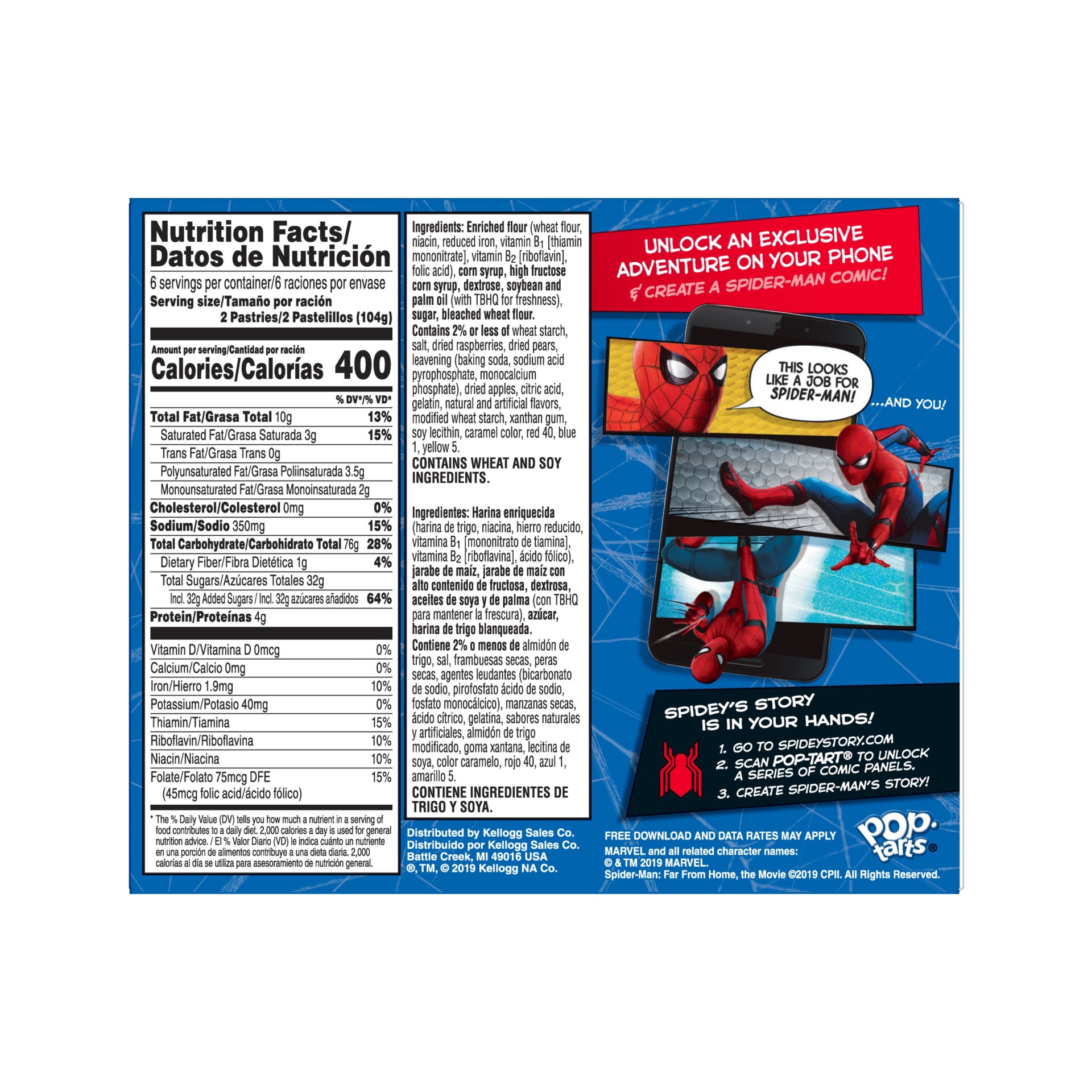 slide 7 of 7, Pop-Tarts Spider-Man Far From Home Toaster Pastries, Breakfast Foods, Frosted Spider Berry, 22 oz