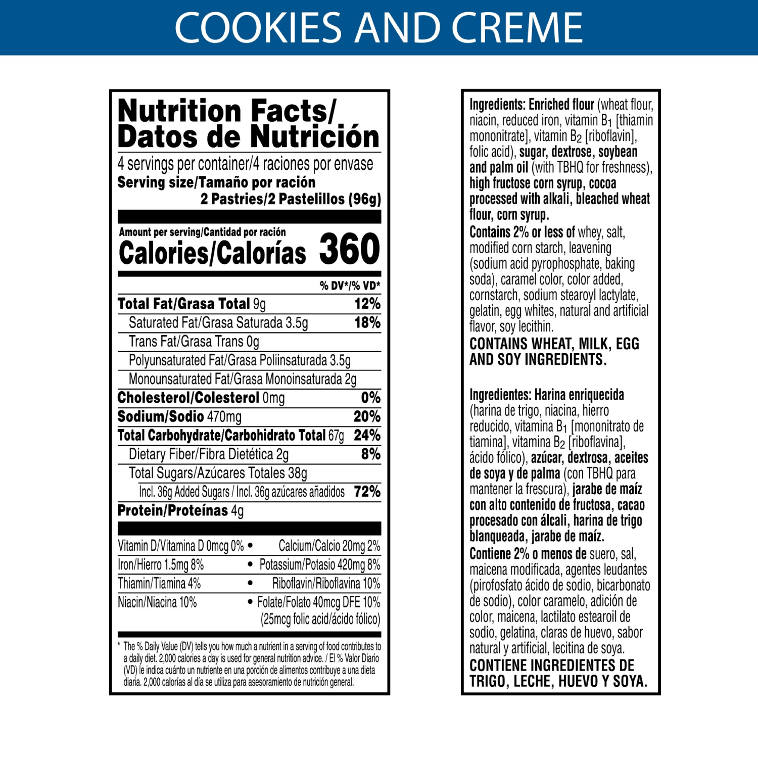 slide 7 of 8, Pop-Tarts Toaster Pastries Frosted Cookies and Crème, 8 ct