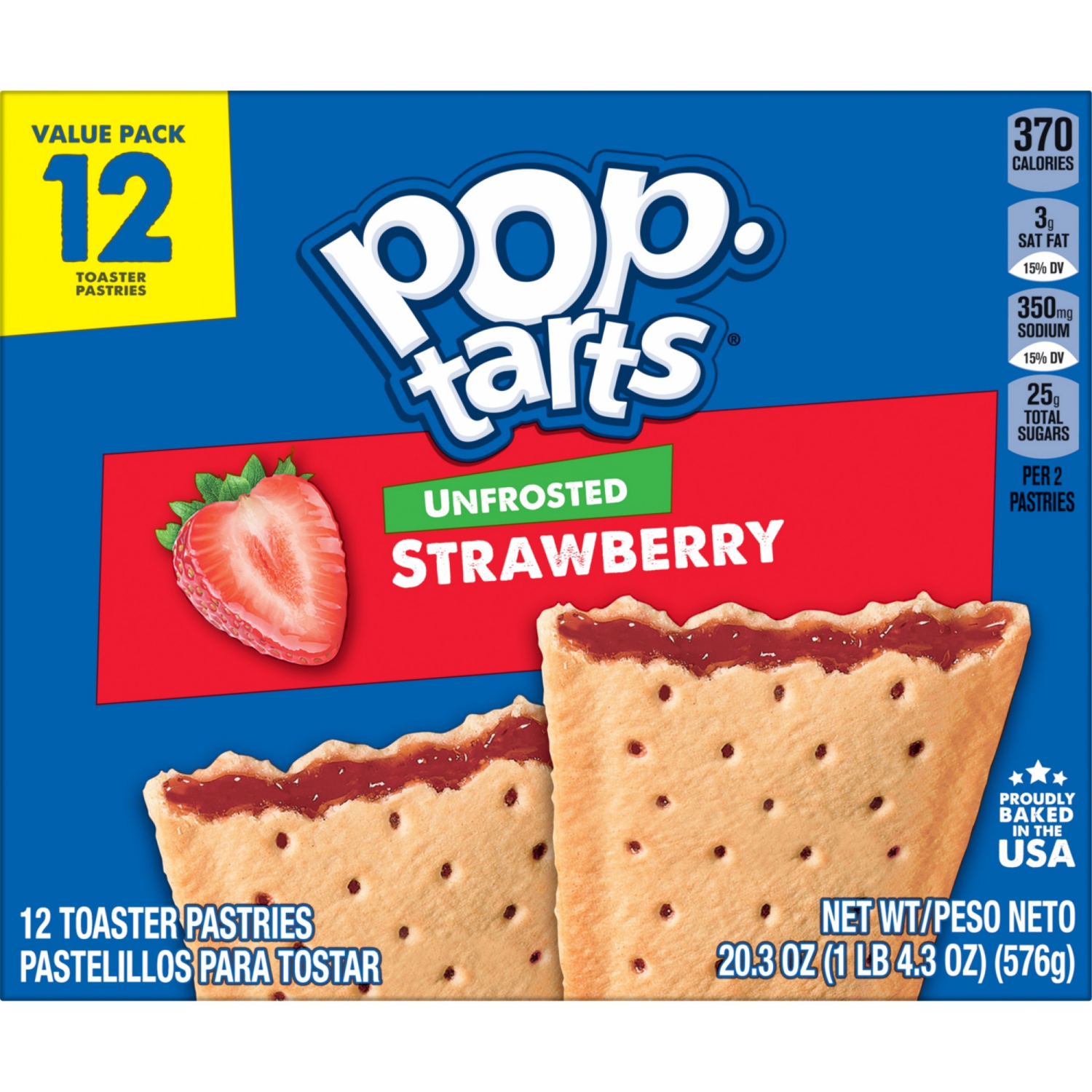 slide 7 of 8, Pop-Tarts Toaster Pastries, Unfrosted, Strawberry, 12 ct