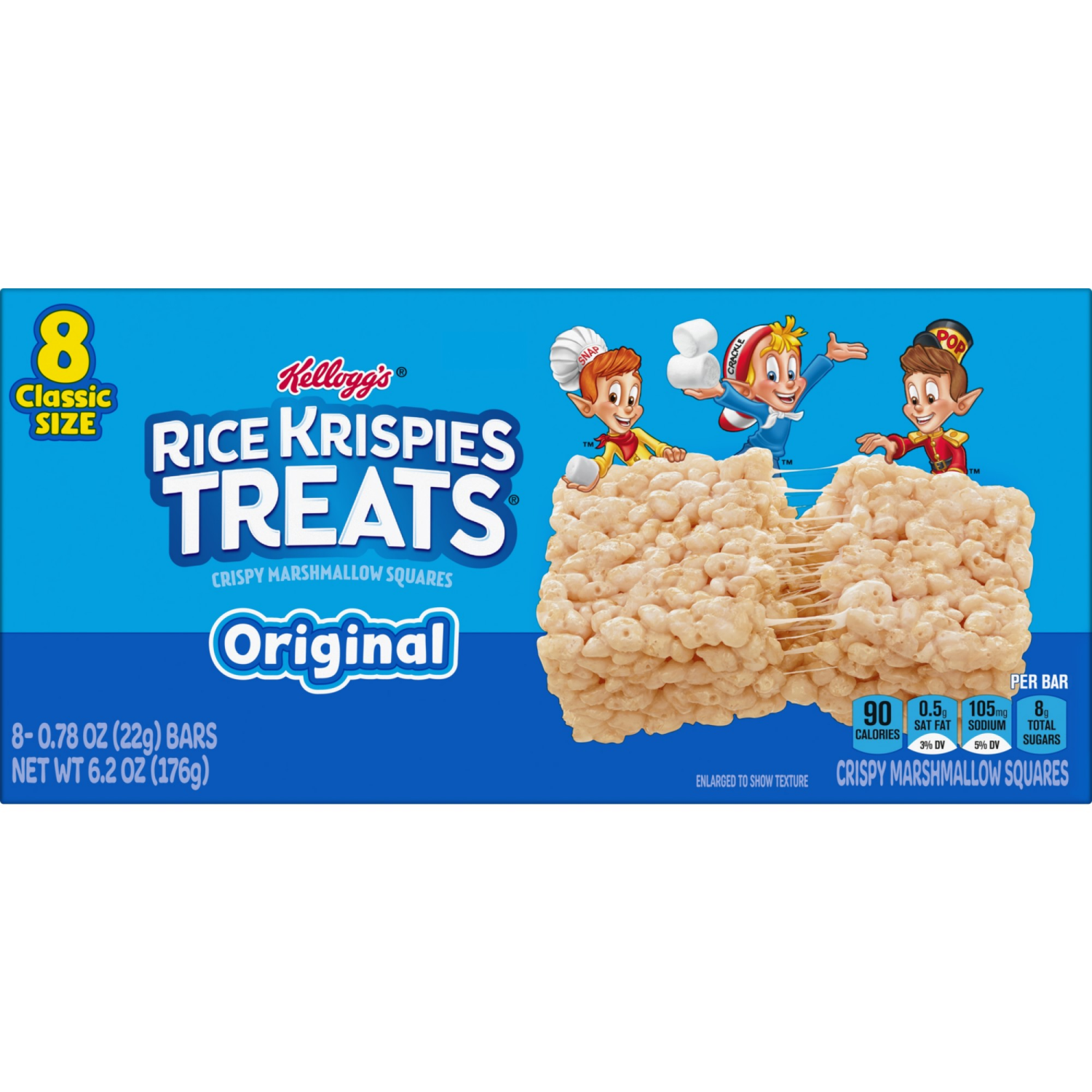 slide 3 of 8, Rice Krispies Treats Original Crispy Marshmallow Squares, 8 ct