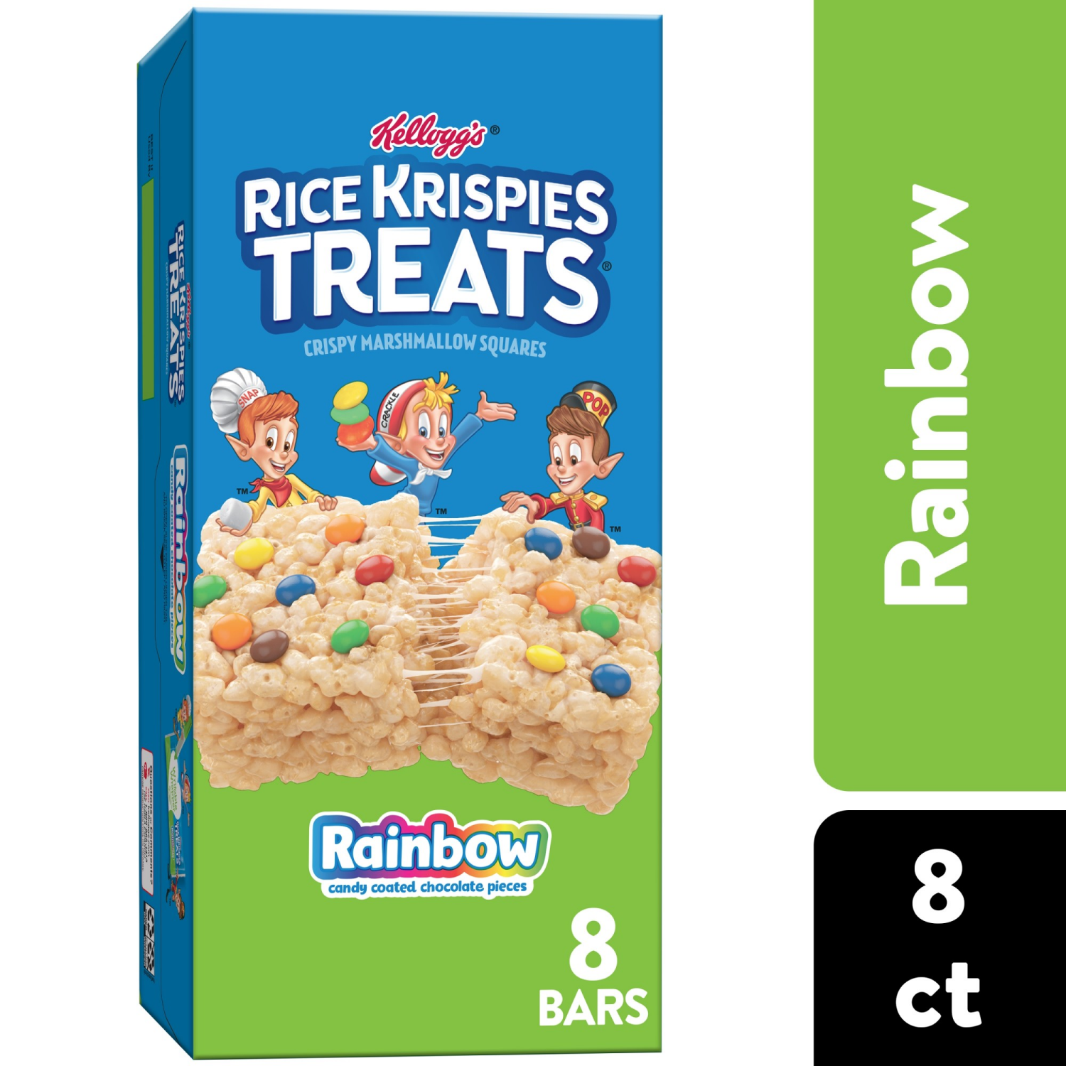 slide 1 of 8, Rice Krispies Treats Rainbow Marshmallow Snack Bars, 8 ct
