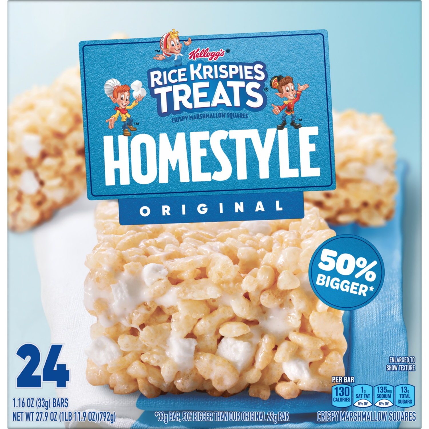 slide 5 of 8, Rice Krispies Treats Homestyle Original Marshmallow Snack Bars, 24 ct