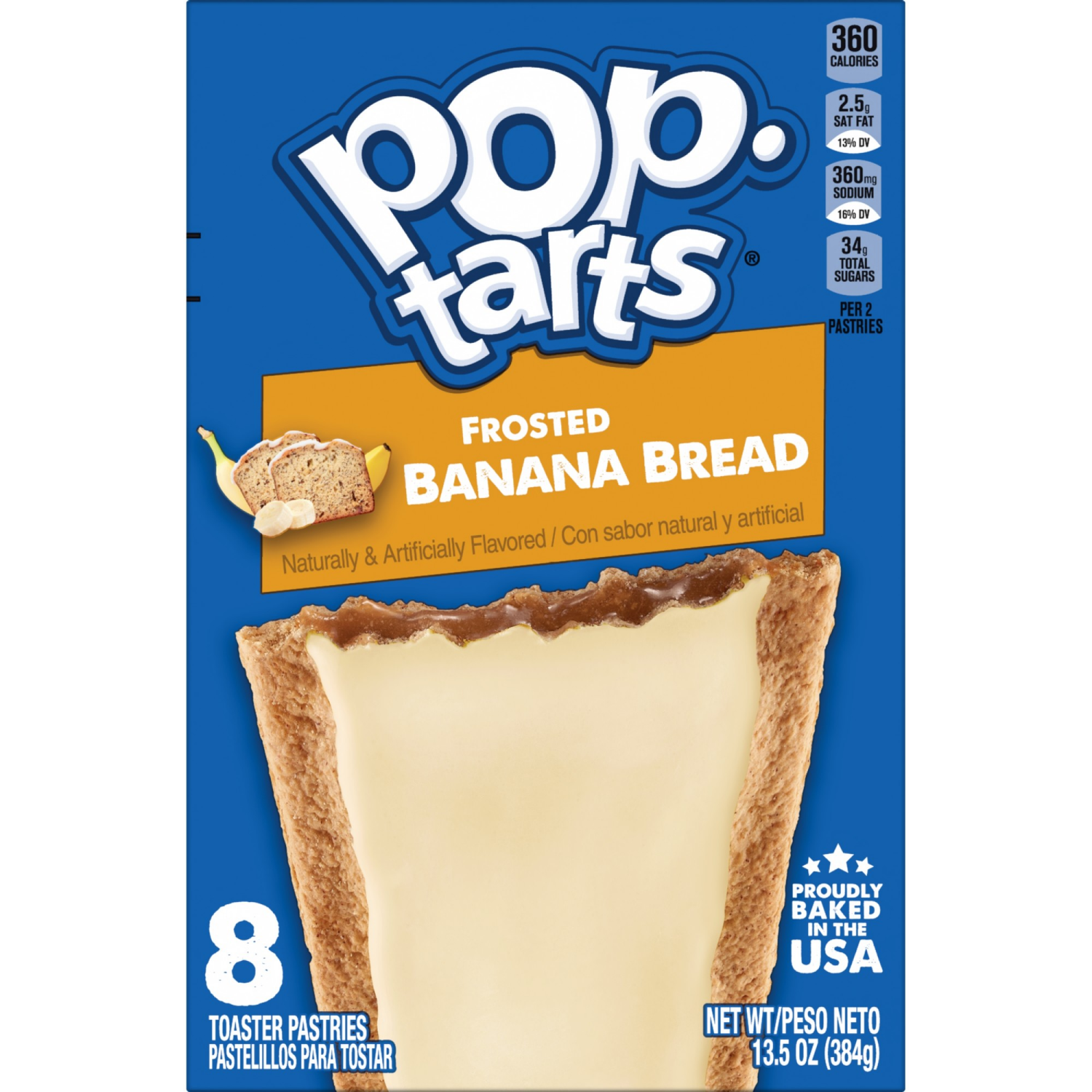 slide 8 of 8, Pop-Tarts Pop Tarts Frosted Banana Bread Toaster Pastries, 13.5 oz, 8 Count, 8 ct