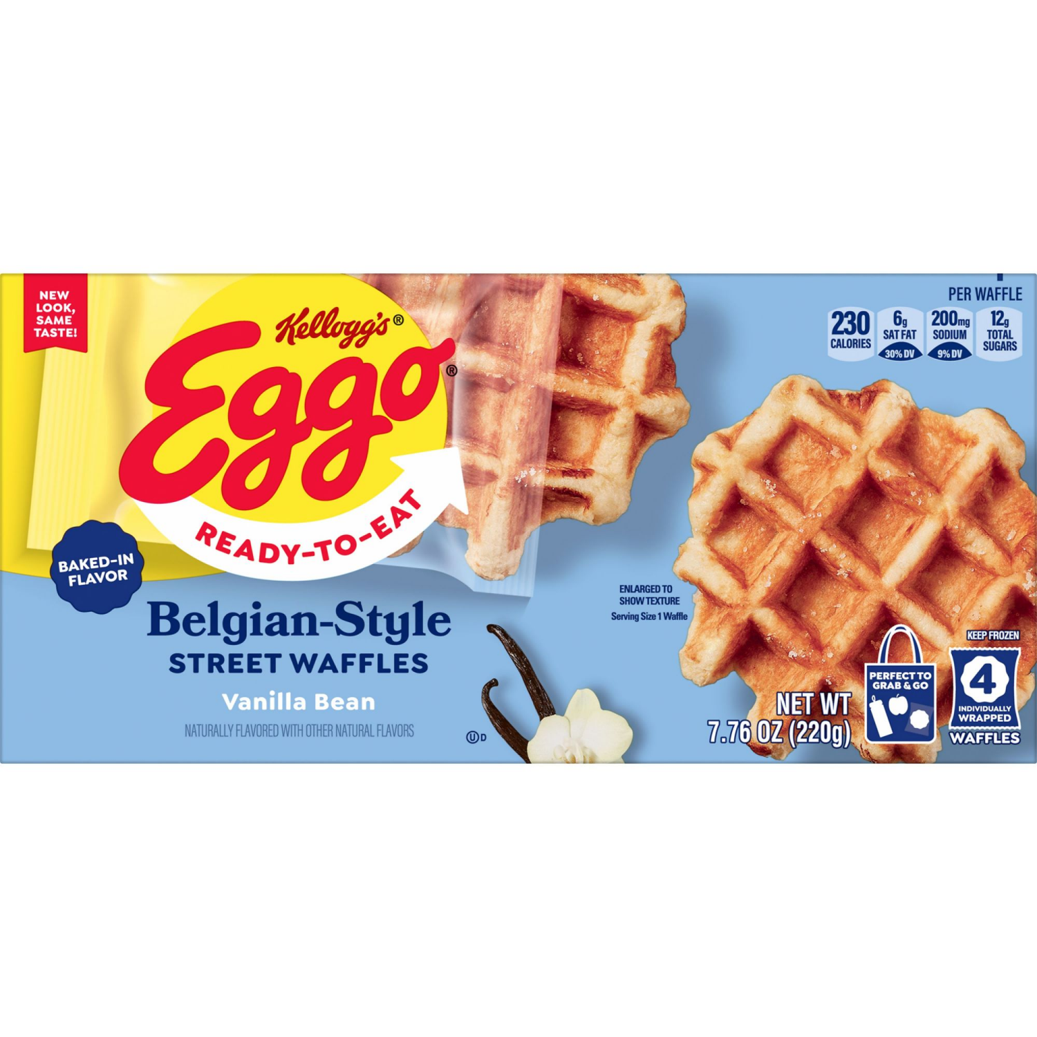 slide 3 of 5, Eggo Kellogg's Eggo Liege Vanilla Bean Frozen Belgian-Style Street Waffles, 7.76 oz
