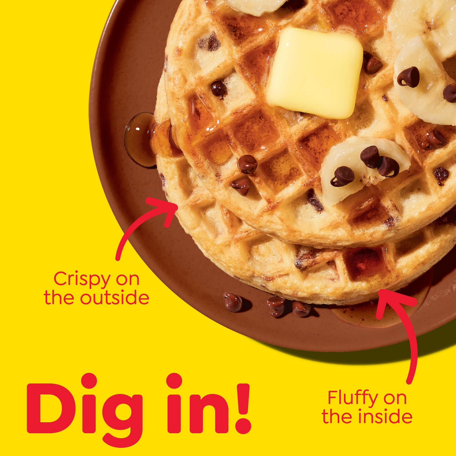 slide 2 of 5, Eggo Kellogg's Eggo Chocolatey Chip Banana Frozen Waffles, 10 ct