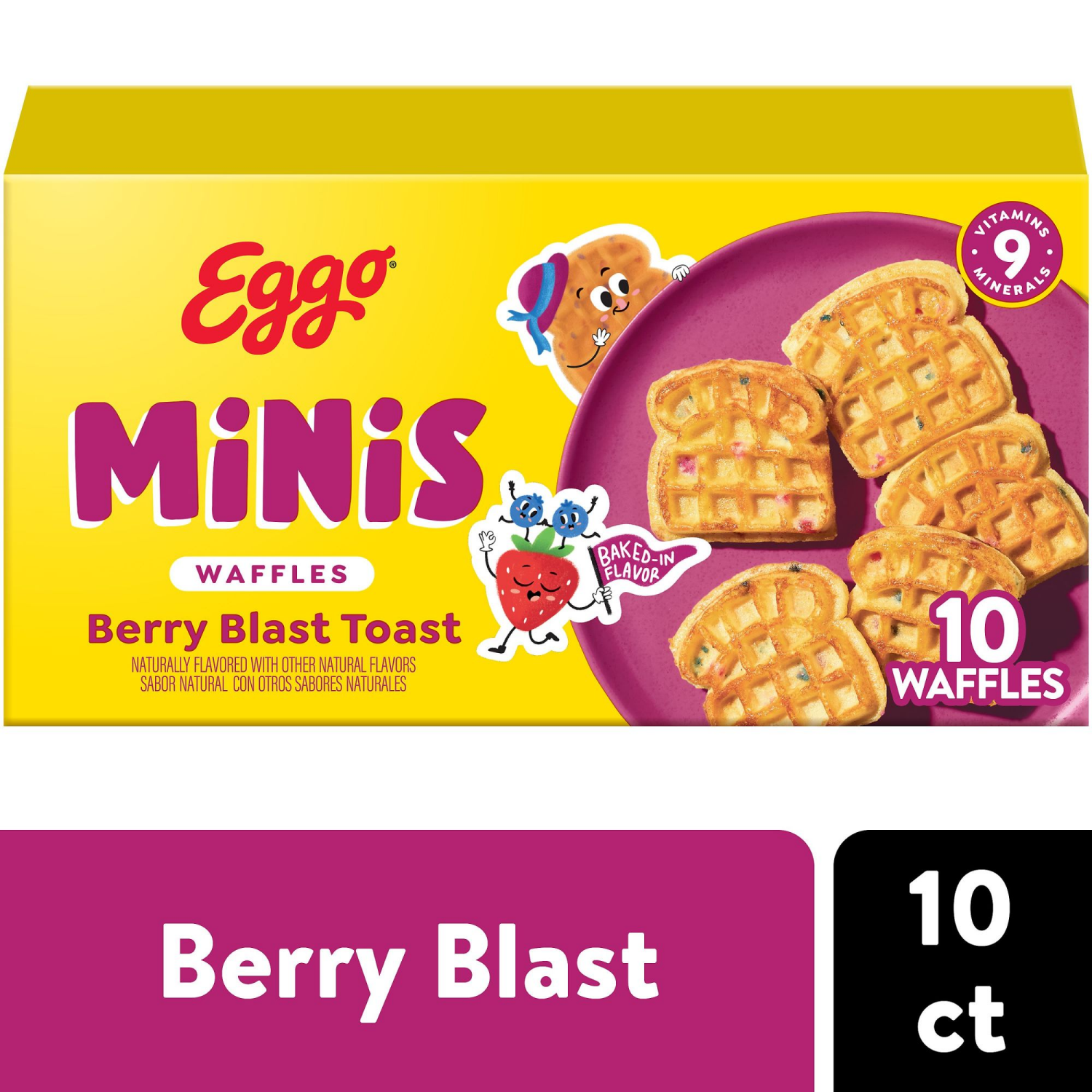 slide 1 of 5, Eggo Kellogg's Eggo Minis Berry Blast Toast Frozen Waffle Bites, 10 ct