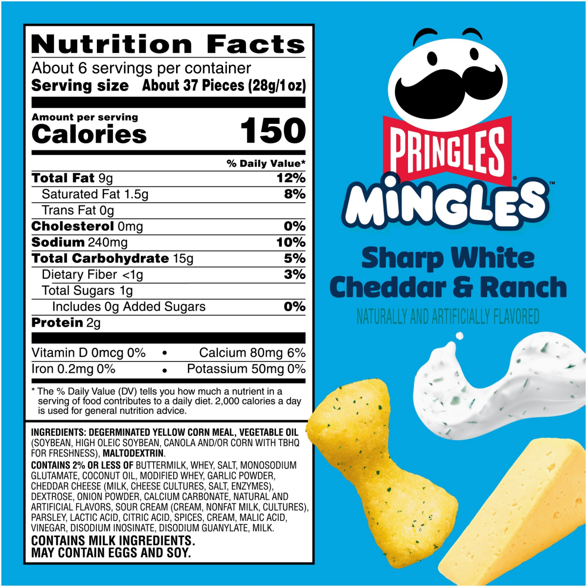 slide 6 of 8, Pringles Mingles Puffed Snacks Sharp White Cheddar and Ranch, Cheese Puffs, 5.5 oz, 5.5 oz