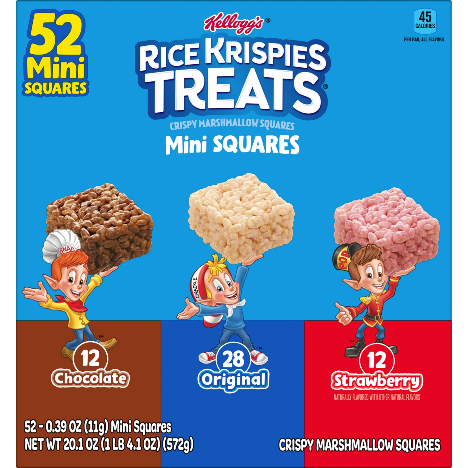 slide 2 of 8, Kellogg's Rice Krispies Treats Squares 3 Flavors 20.17oz, 52 ct